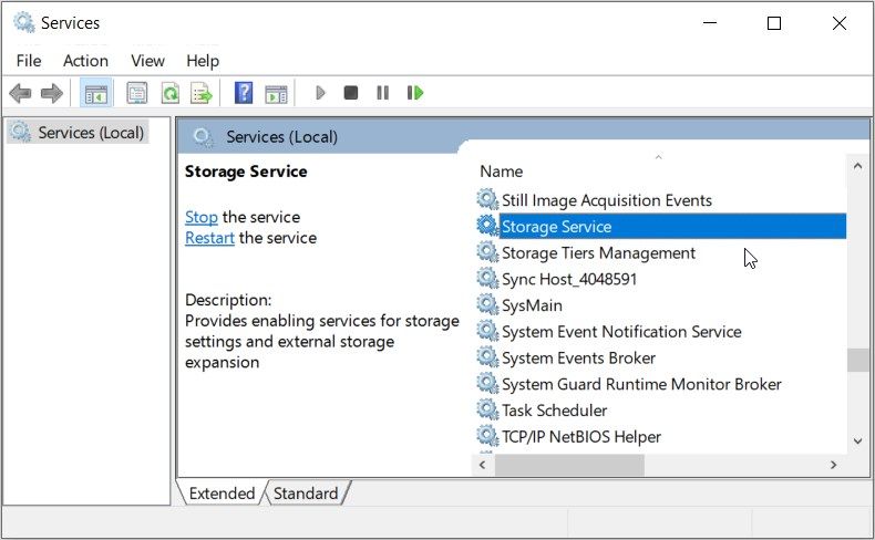 Configuring the Storage Service on Windows