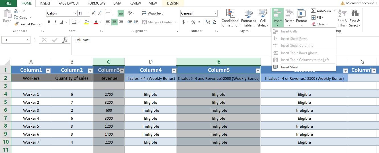 Insert Option Greyed Out As Sheet Is Completely Converted Into a Sheet And Can't Add a New Column