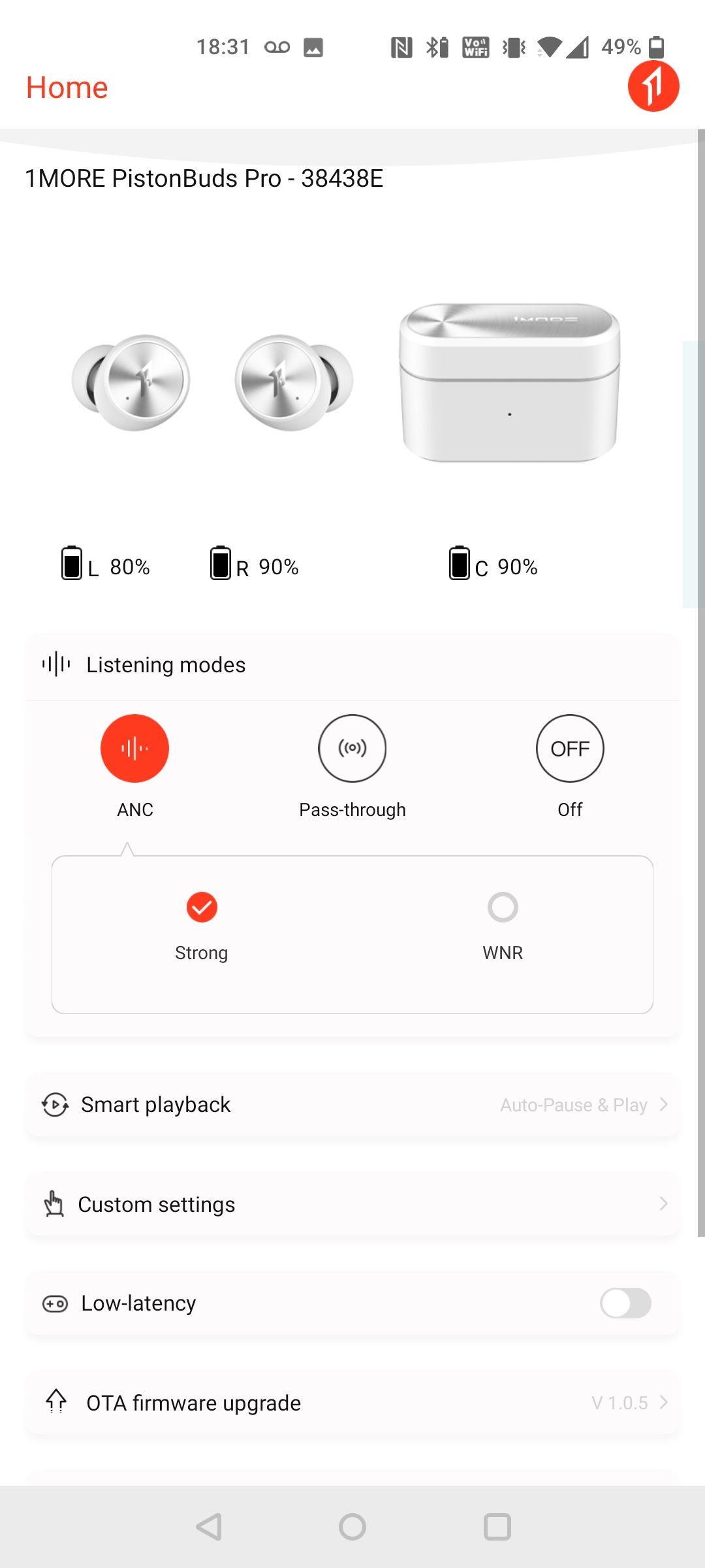 1more pistonbuds pro app anc settings