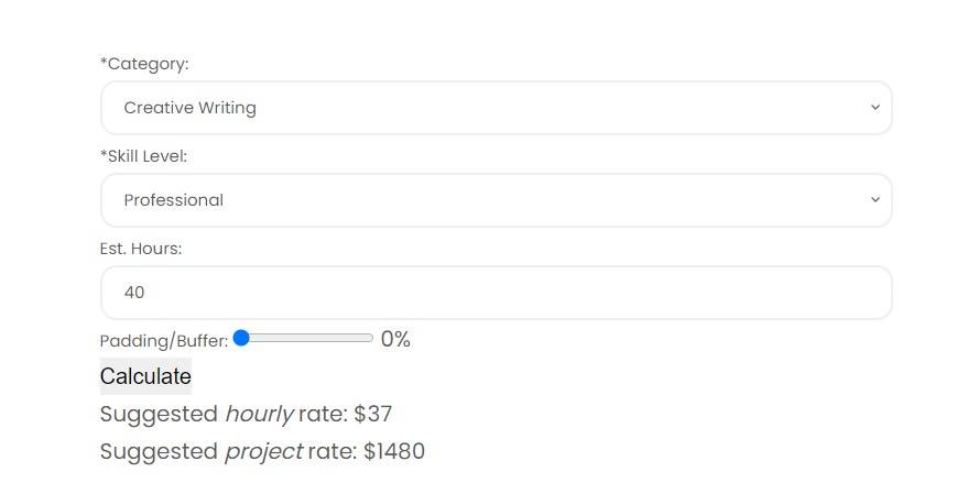 Calculating the Freelancer Rate of Creative Writing on thehireups Official Website