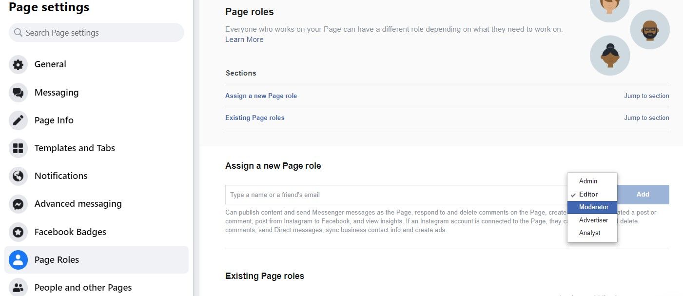 Changing Page Roles on Facebook Page
