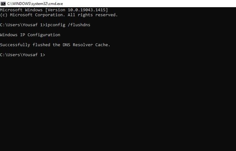 Flushing DNS Cache in Windows Command Prompt