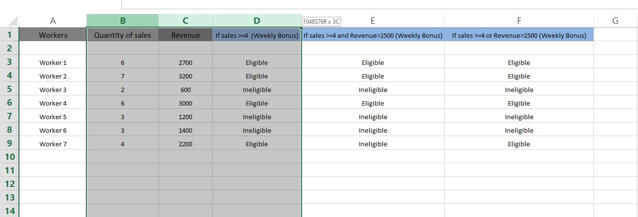 Selecting Three Columns At Once to Add Three Columns Between Column A and B