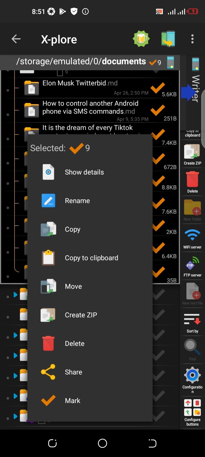 Files on X-plore file manager