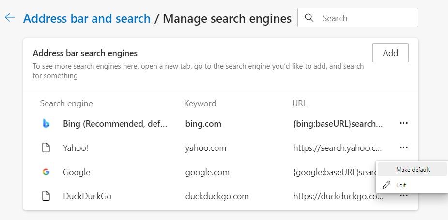 Making Google Default Search Engine in Microsoft Edge Browser