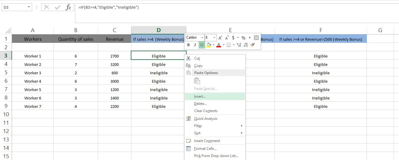 The Second Way to Use Insert Feature By Right-clicking in Microsoft Excel
