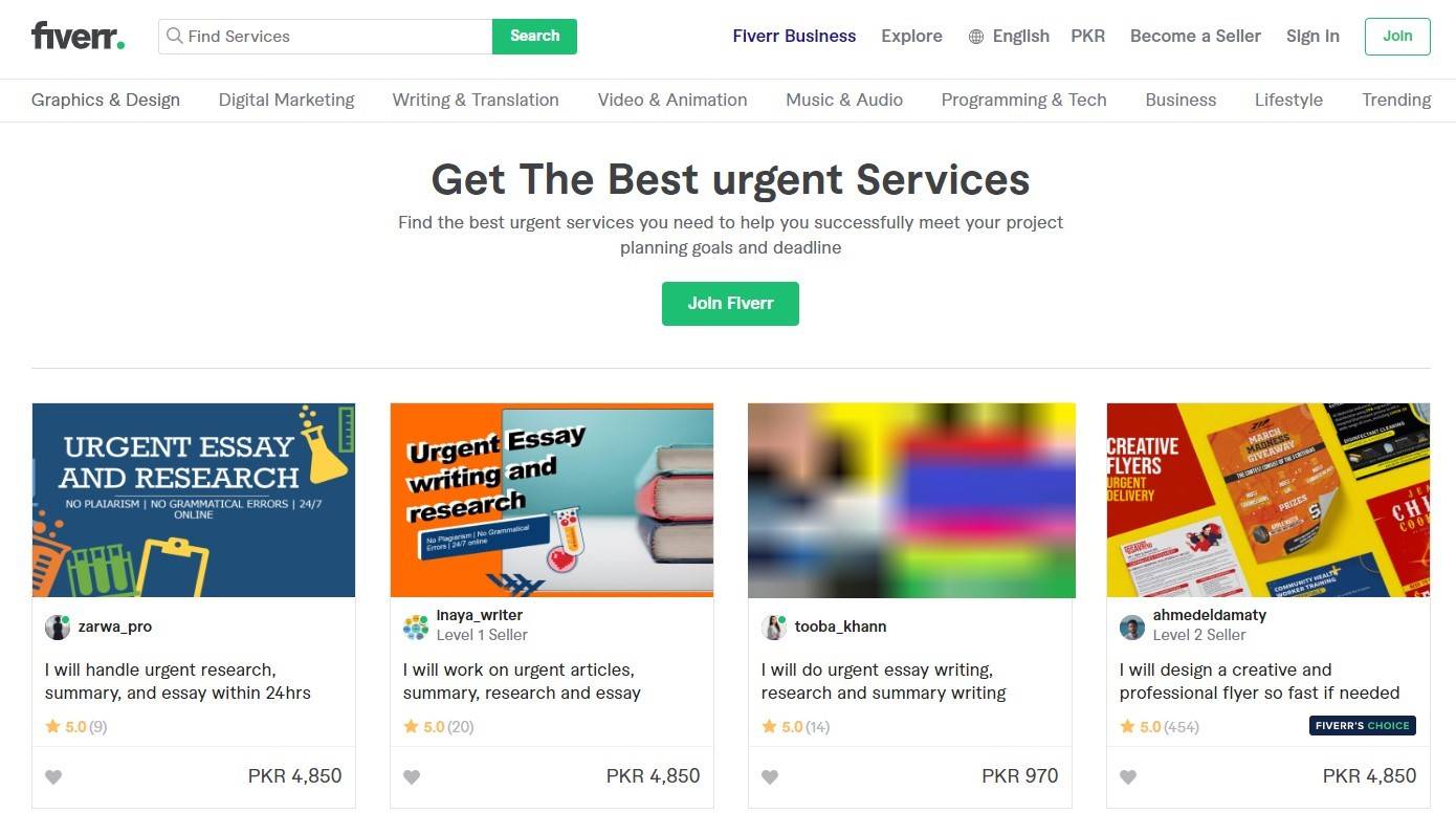 List of the Gigs Offering Urgent Services on Fiverr