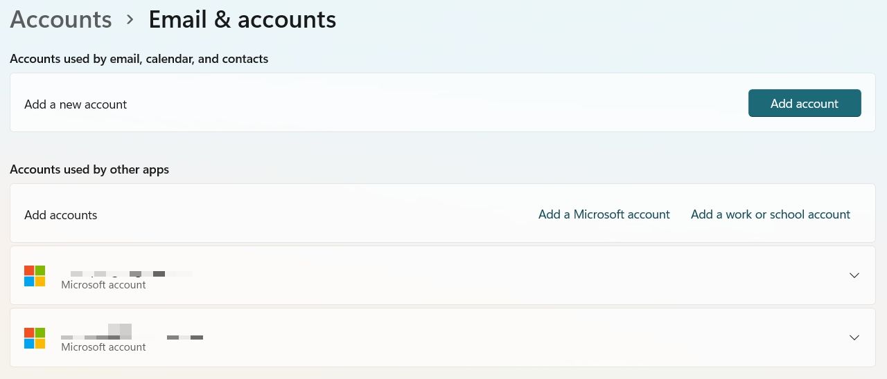 Window showing option to add Microsoft account