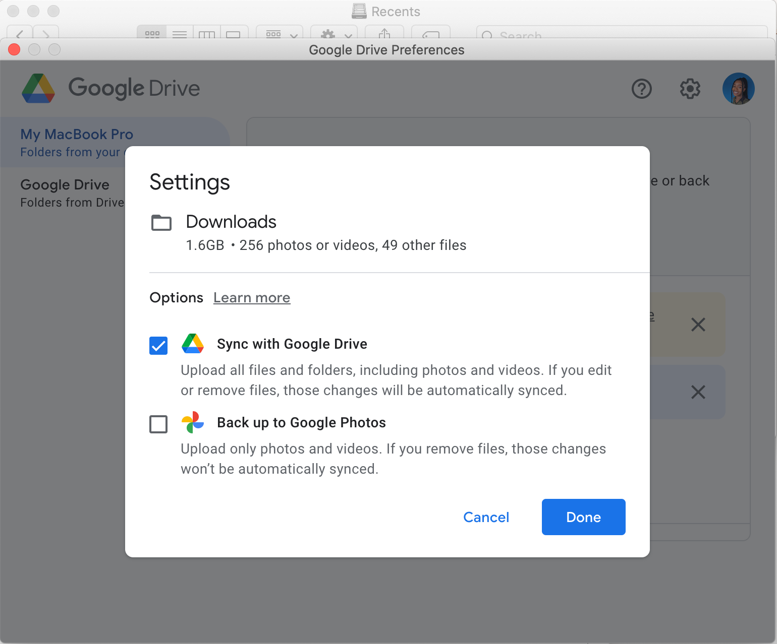 Add folder to Google Drive on Mac