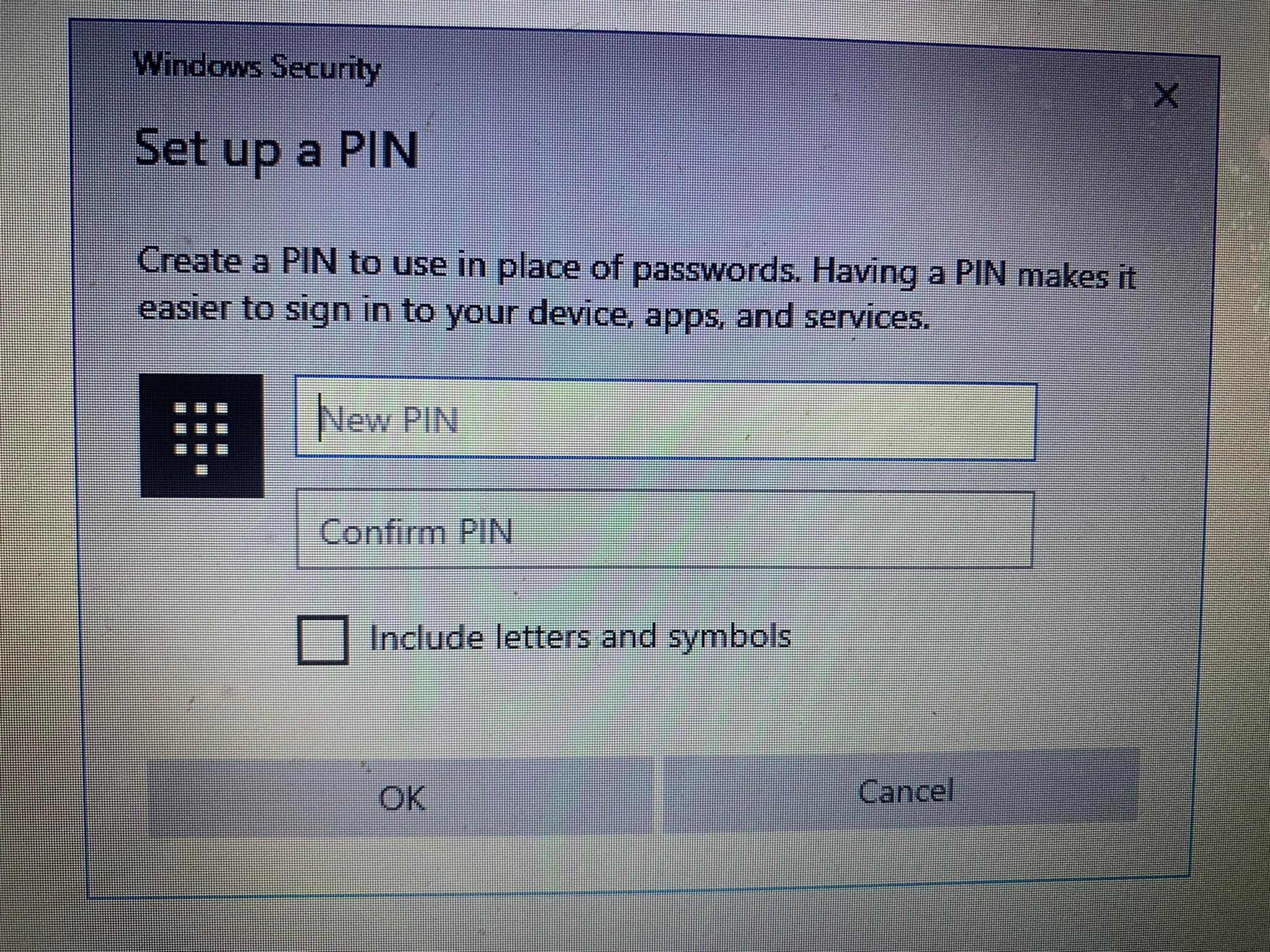 Adicionando um novo PIN para alterar o antigo na tela de login do Windows