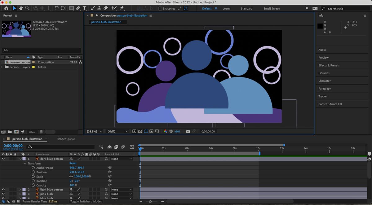 After Effects tramsform options in layer panel.