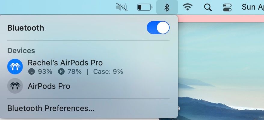 AirPods Charging Status on Mac