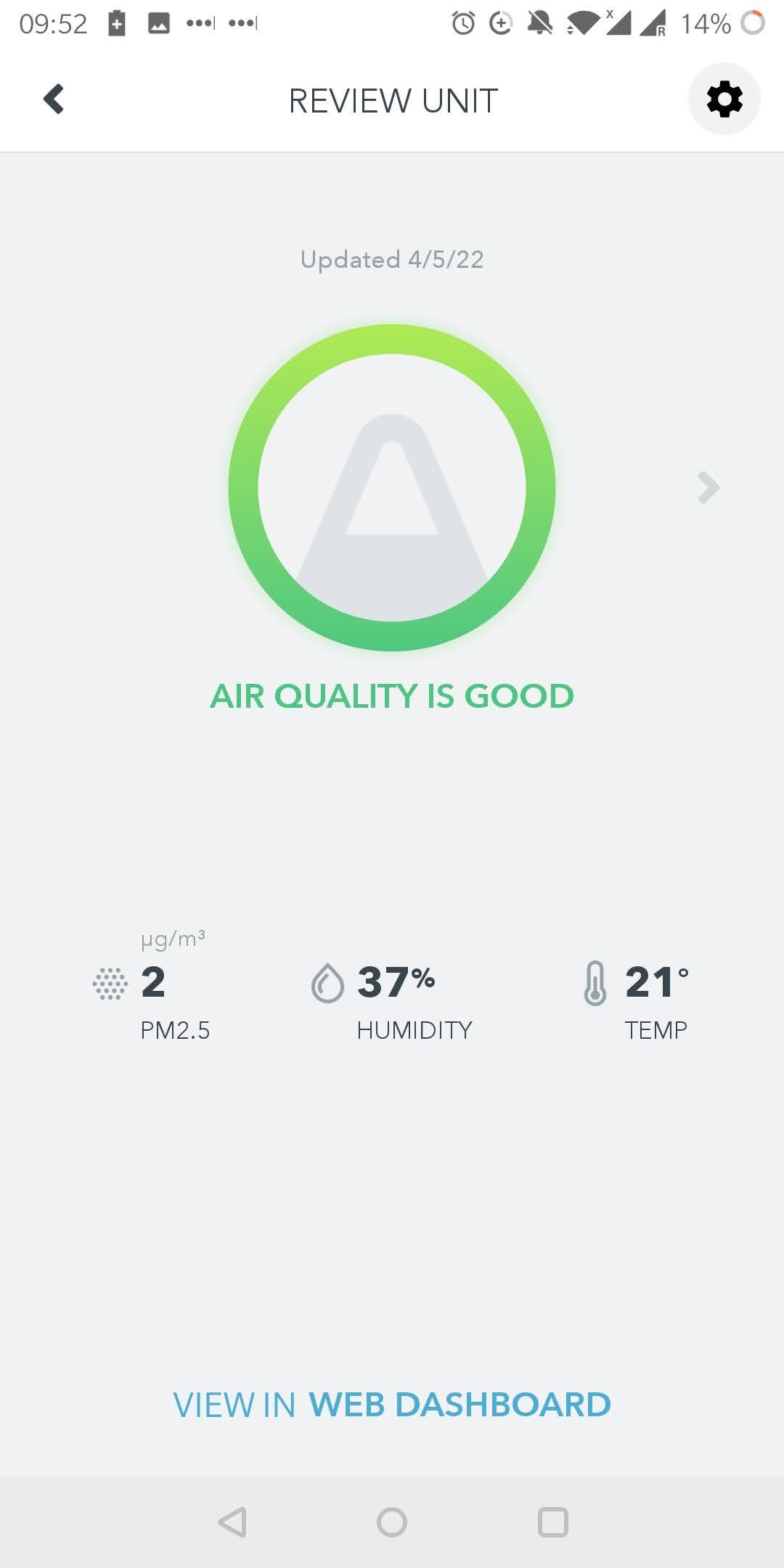 Airthings View Pollution App Air Quality Is Good