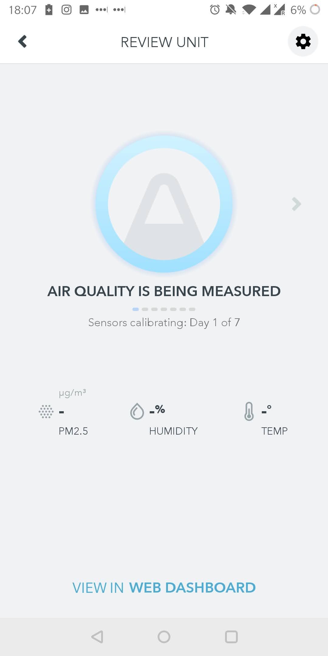Airthings View Pollution App Calibration Period