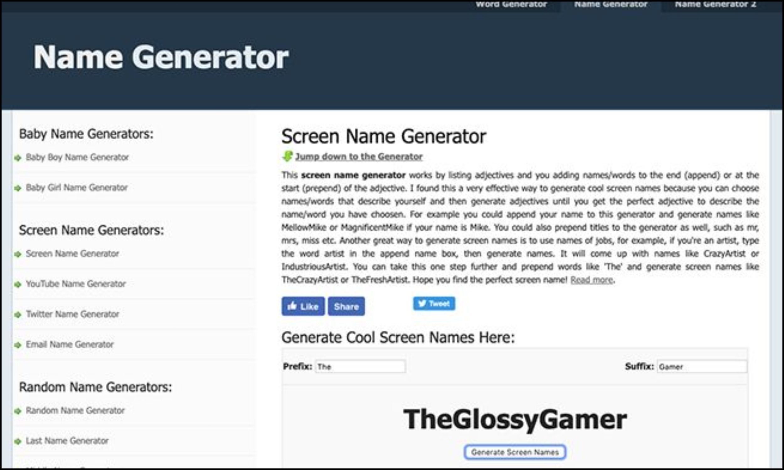 Name generated in Screen Name Generator