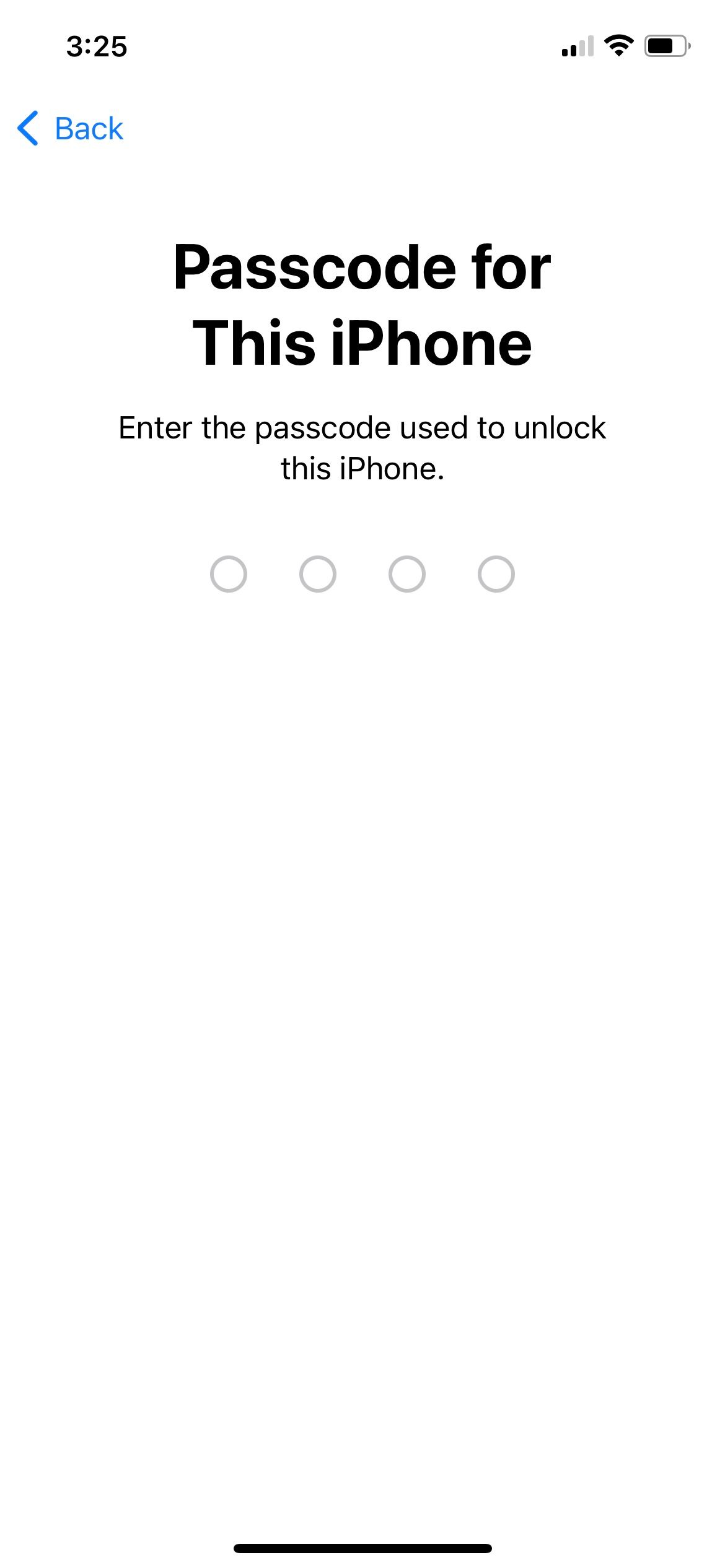 Asking for Passcode to erase data on iPhone