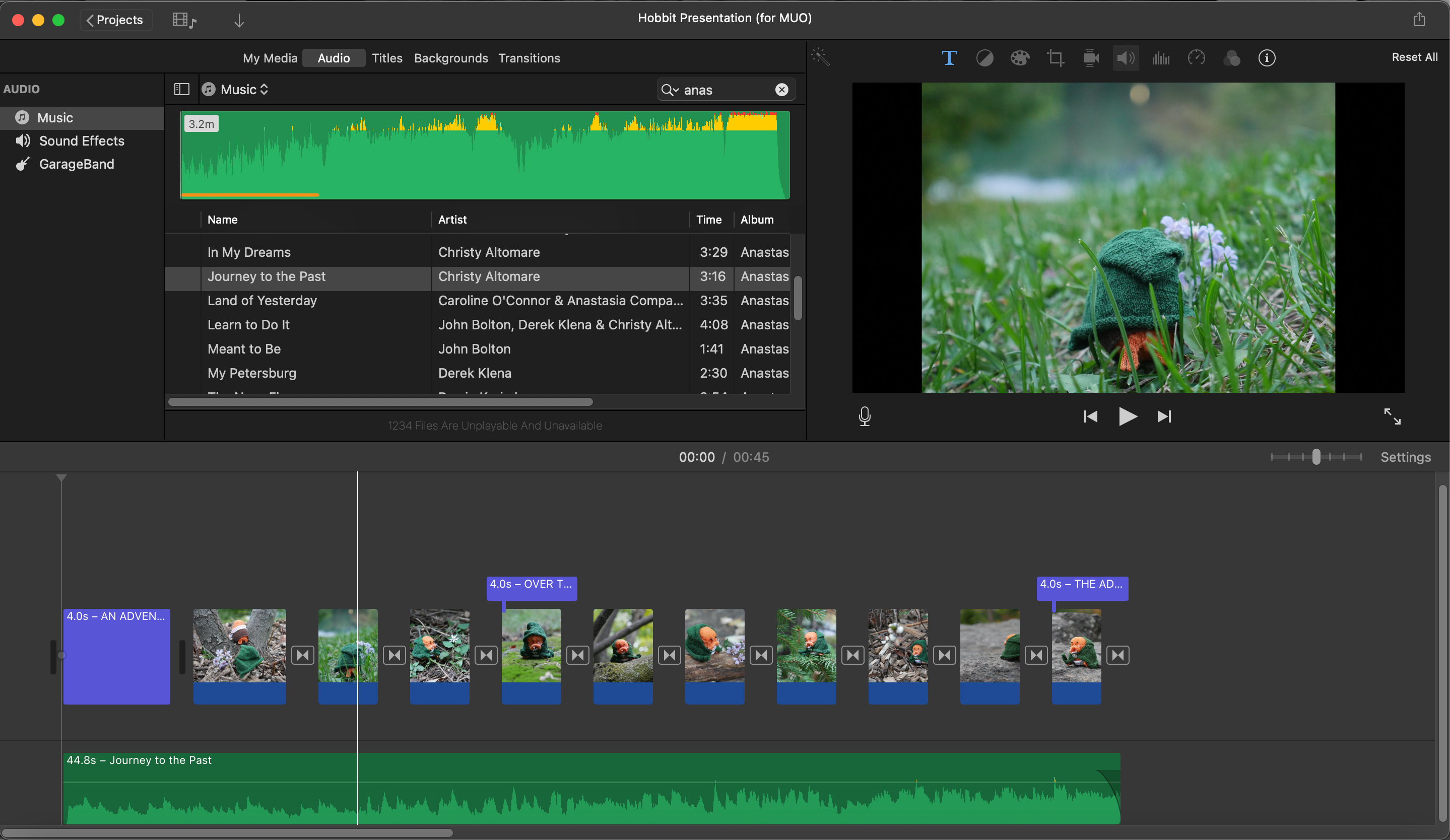 Audio being added to iMovie slideshow