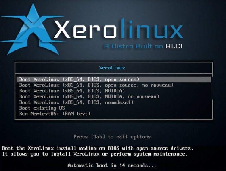 Boot loading Window of XeroLinux