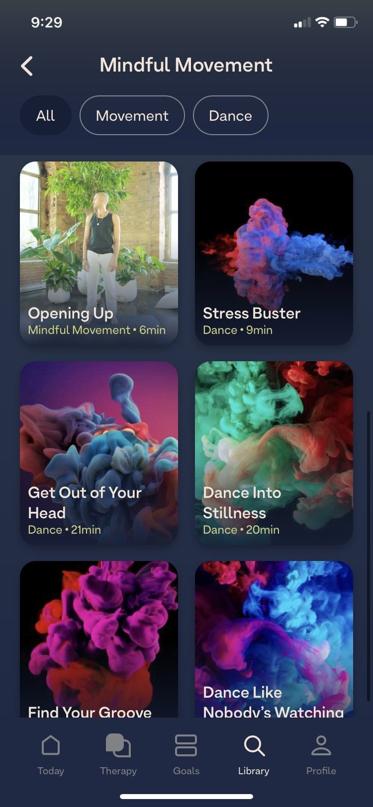 Breethe App mindful movement section