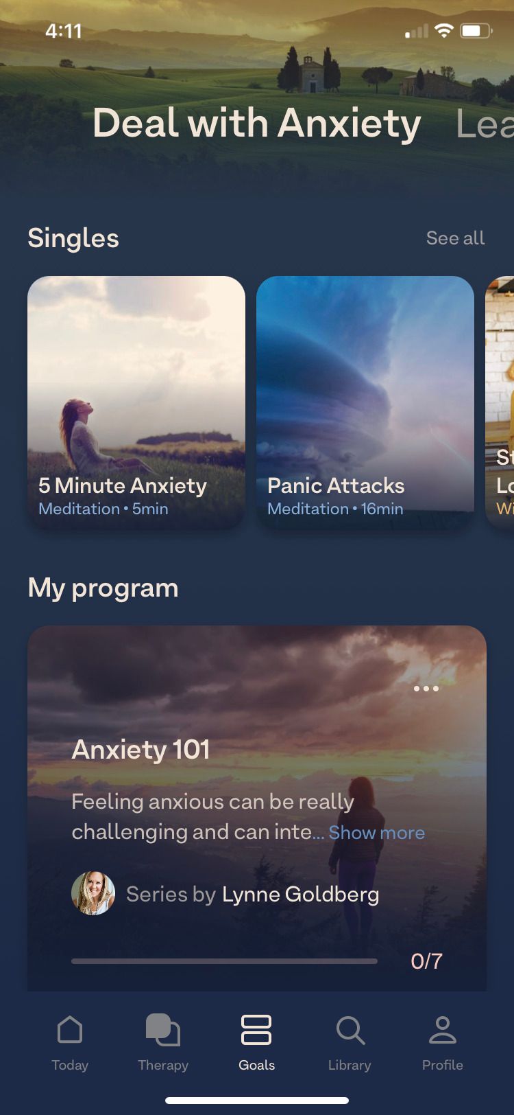 Breethe app Deal with Anxiety goal
