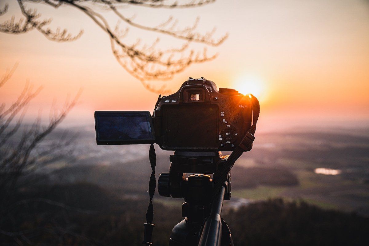 Camera pointed to sunset