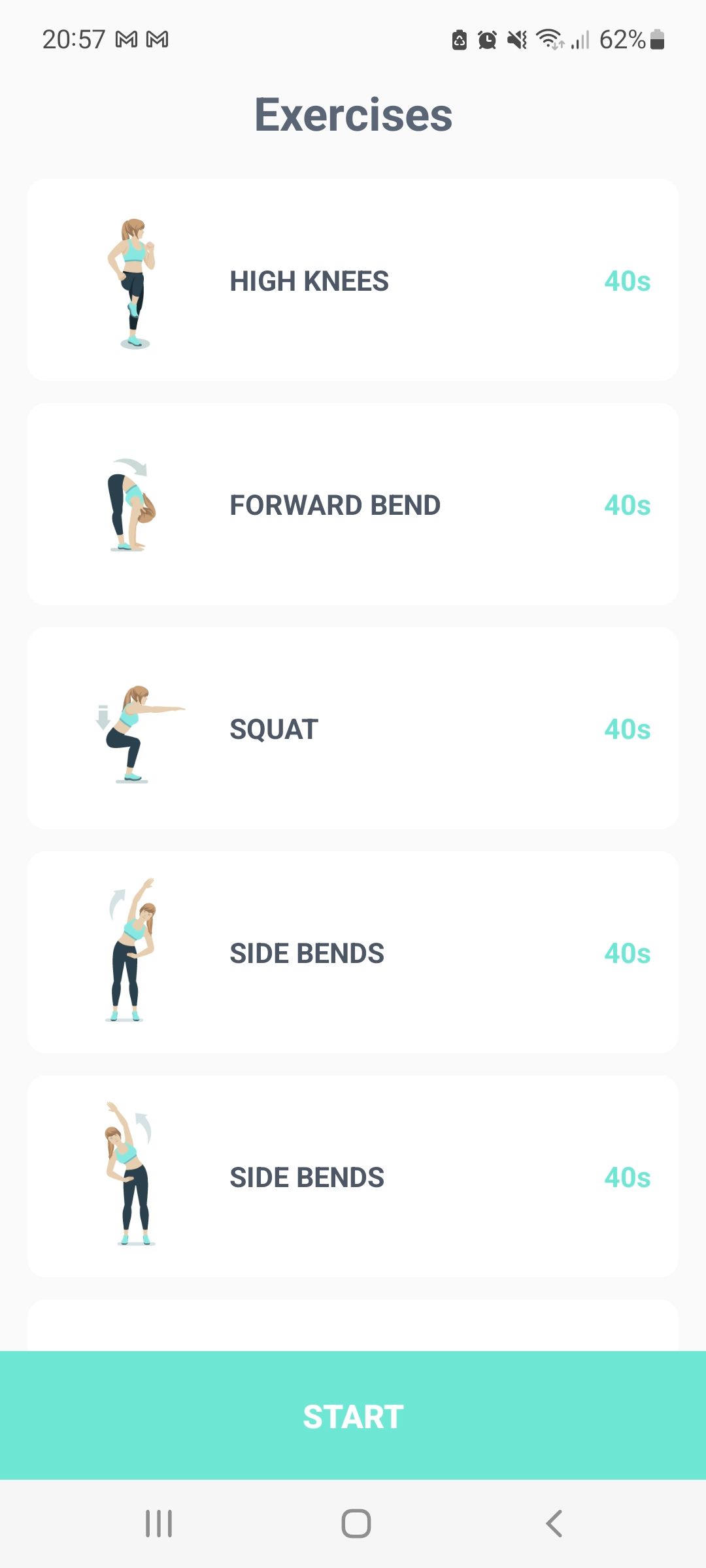 تمرینات اپلیکیشن Cardio Workout