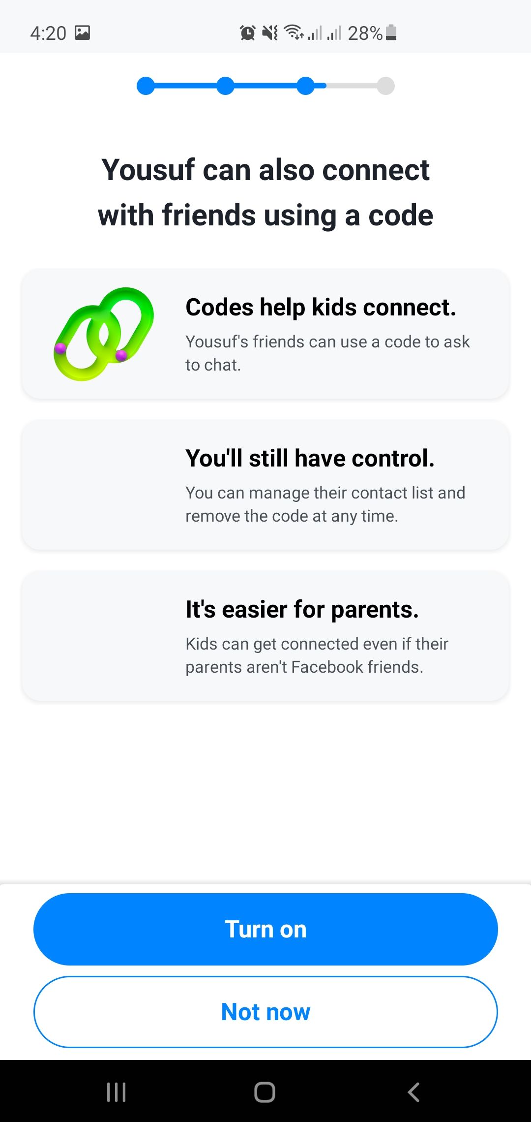 Connect with friends using a code