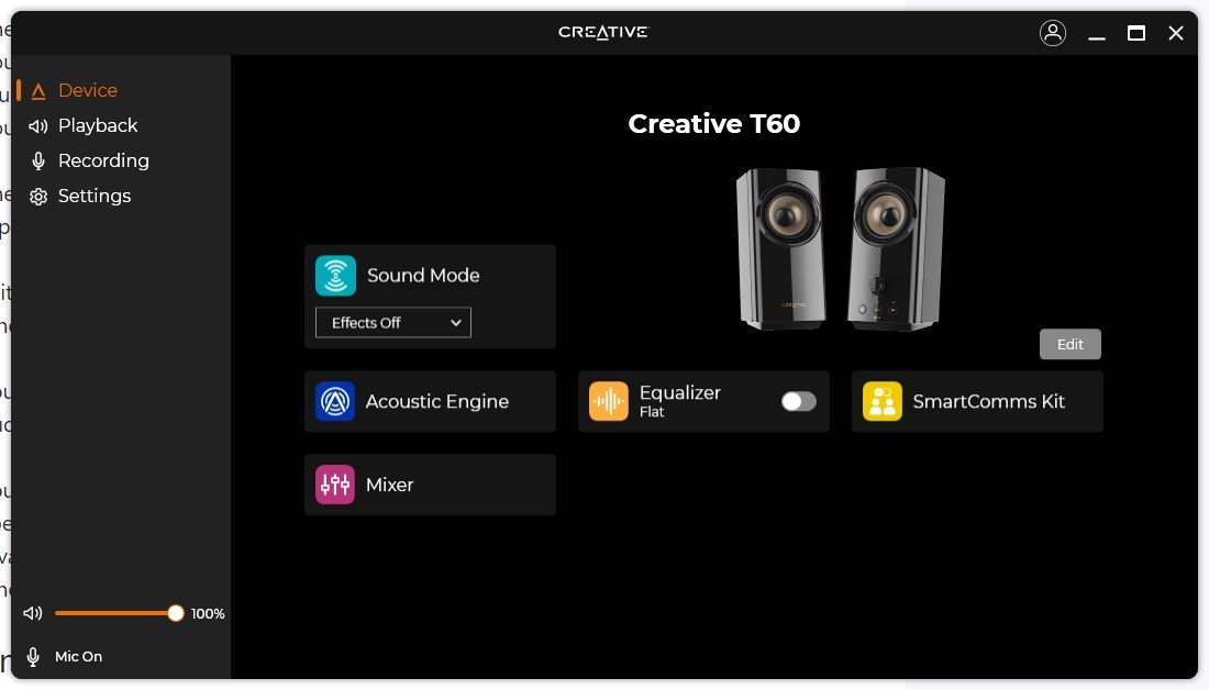 Creative App T60 speakers