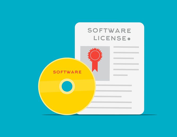 Document and CD with Software License written on it