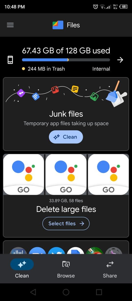 Files by Google - Clean Menu