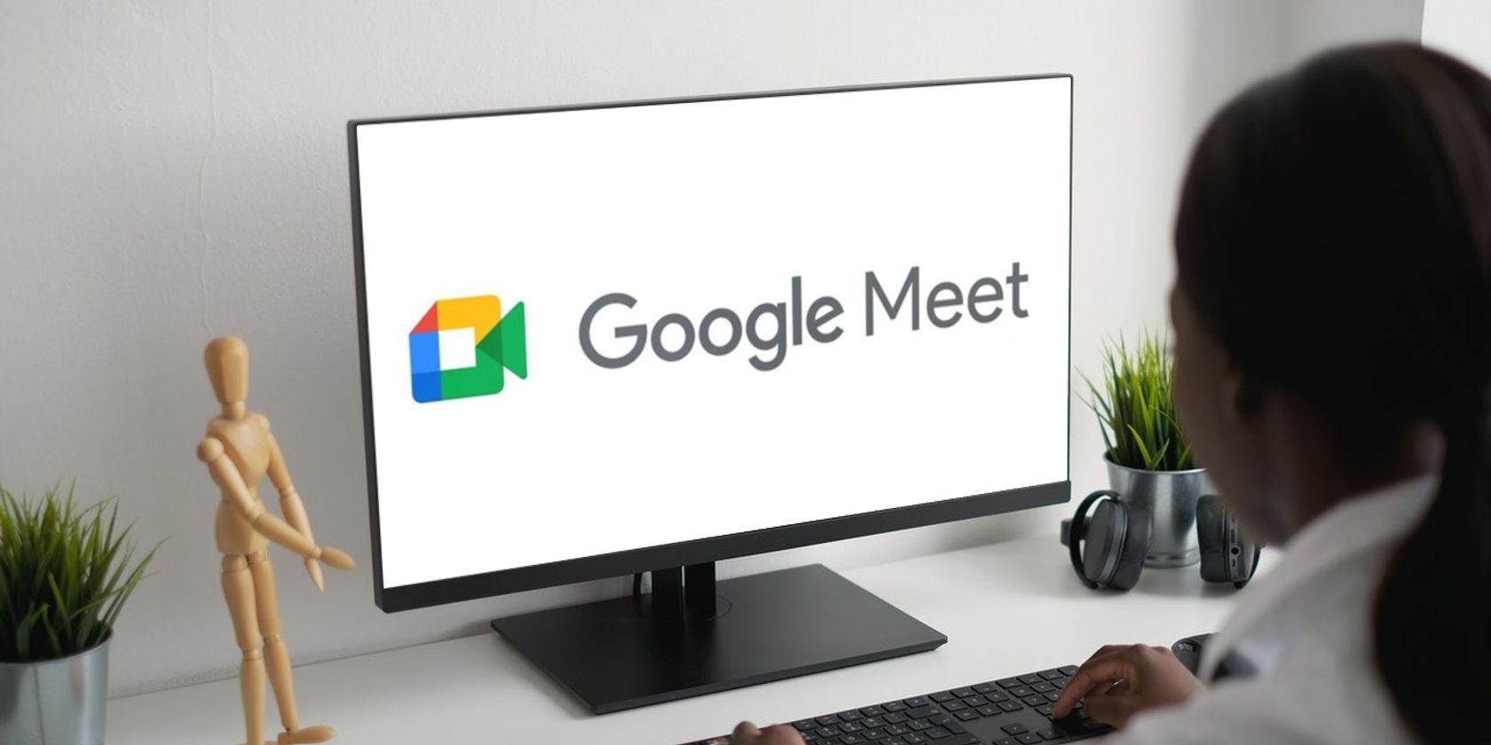 Google Meet logo on a computer