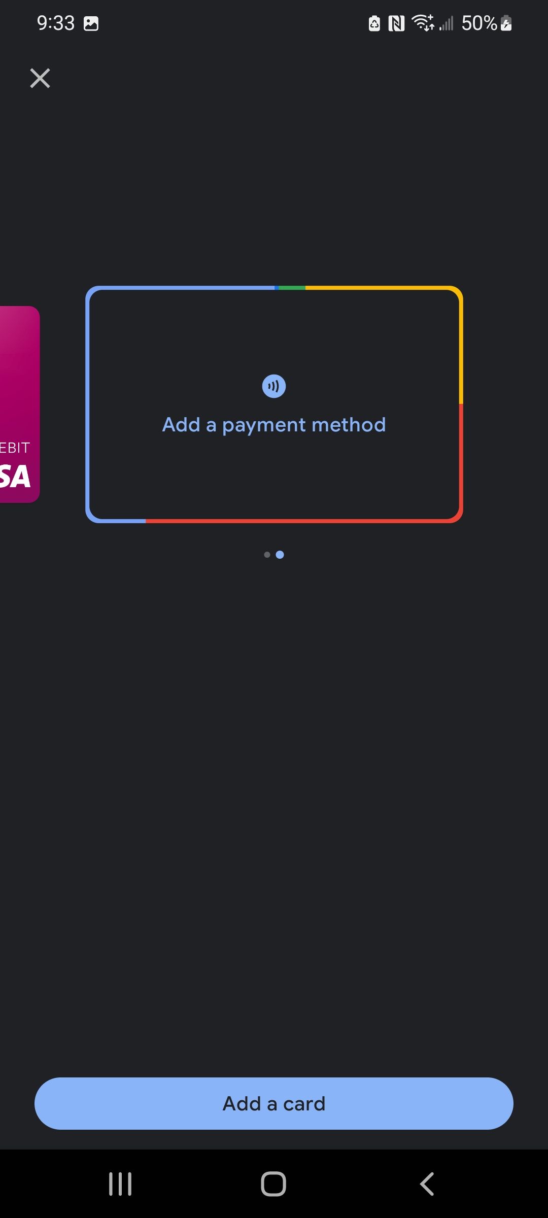 Google Pay Add card screen.