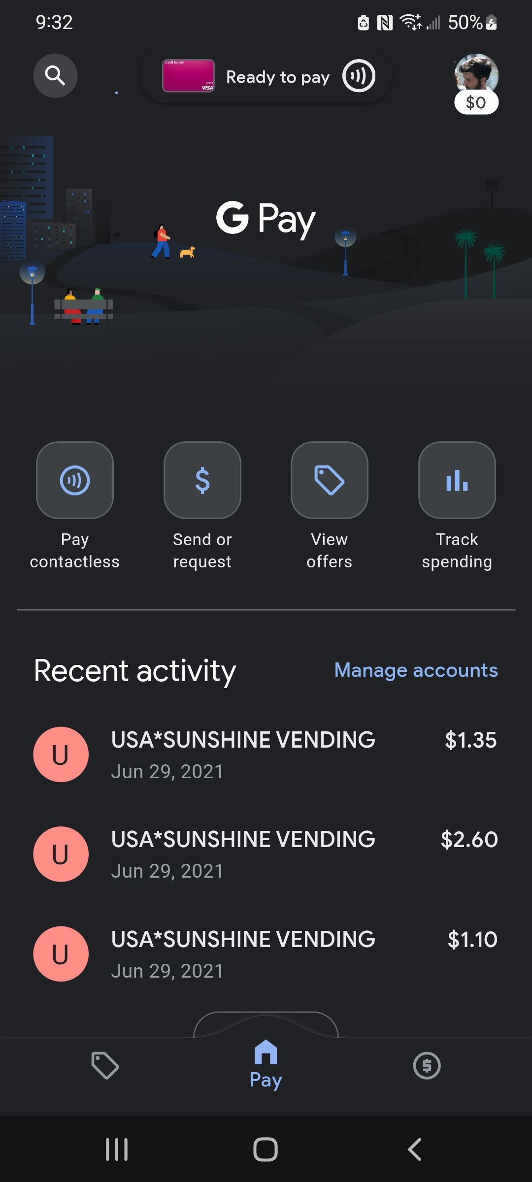 Google Pay Expense Tracker tab.