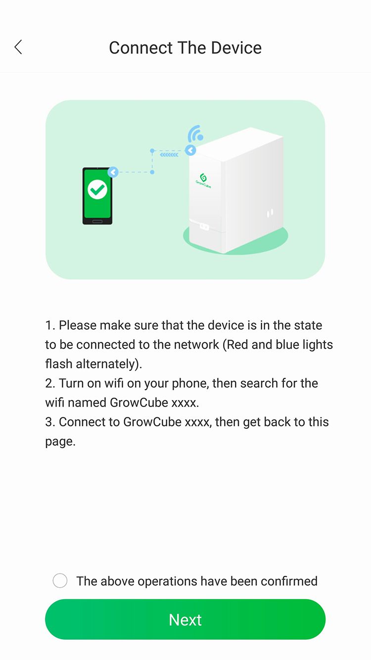 Growcube connect step