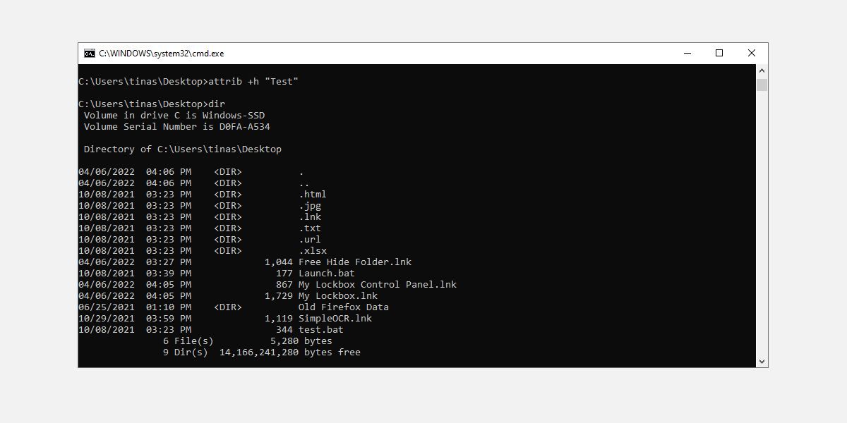 Hide Folder via Command Prompt