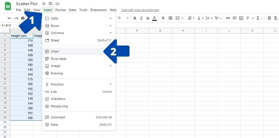 Opening up the chart editor in Google Sheets