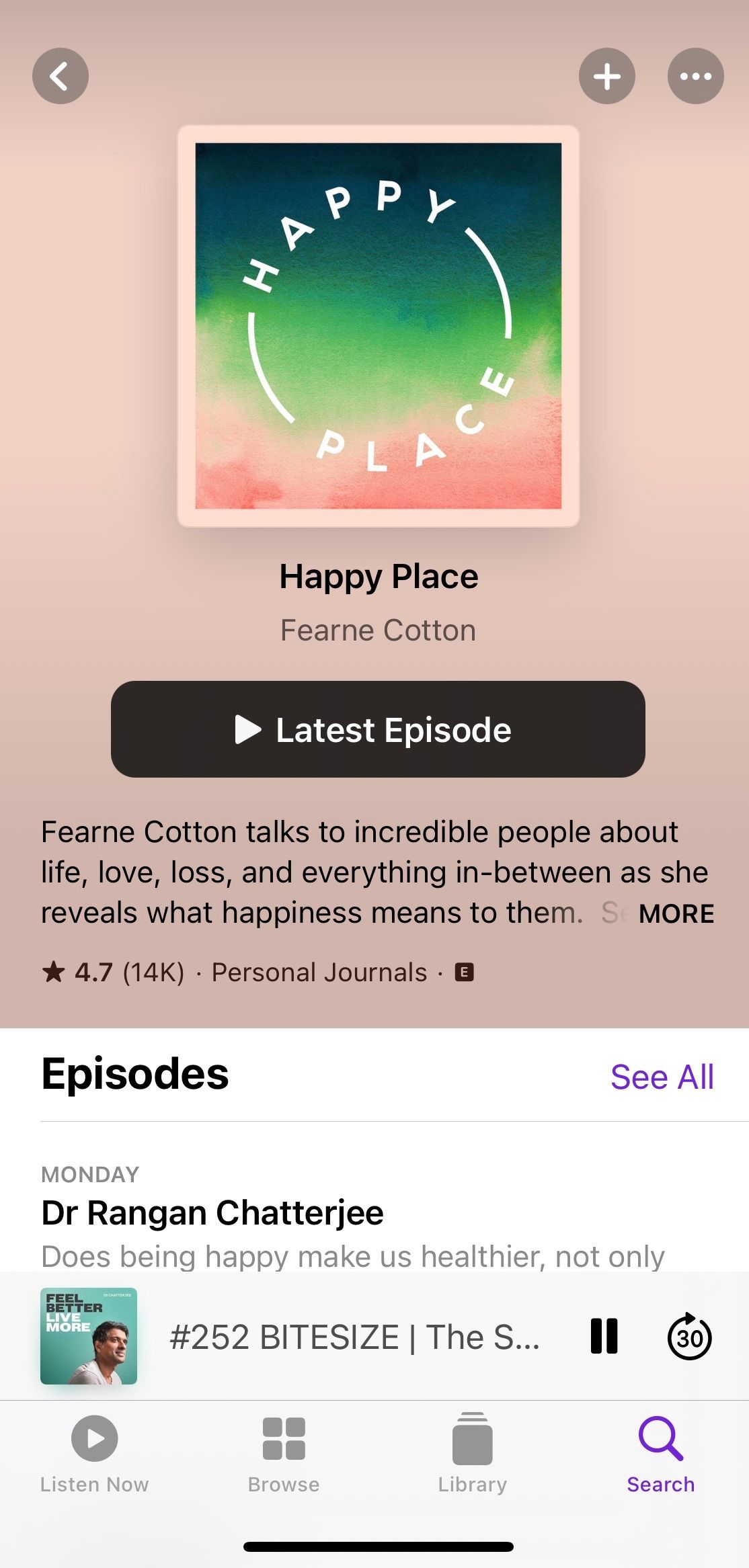 Screenshot showing title screen of Happy Place podcast