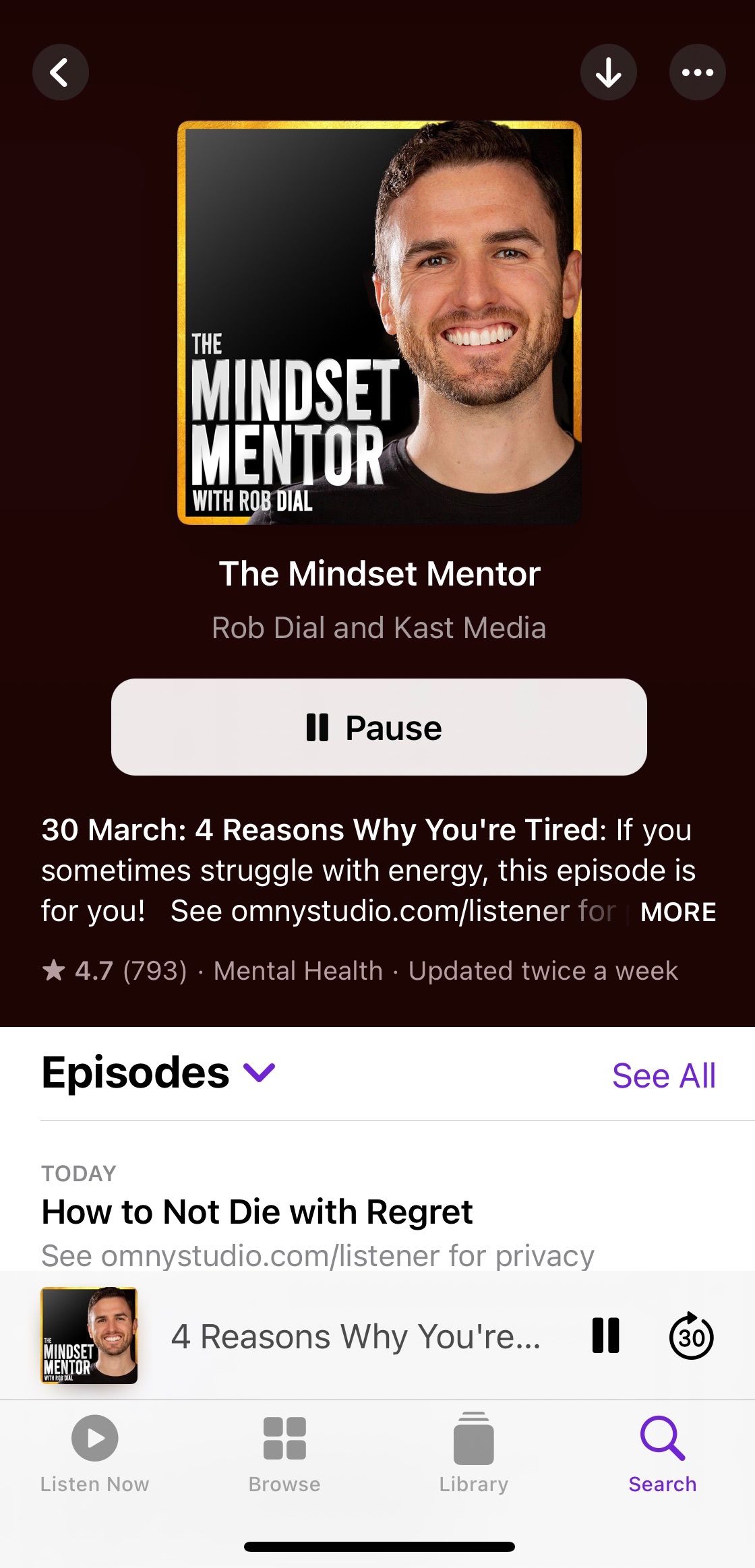Title screen of The Mindset Mentor podcast