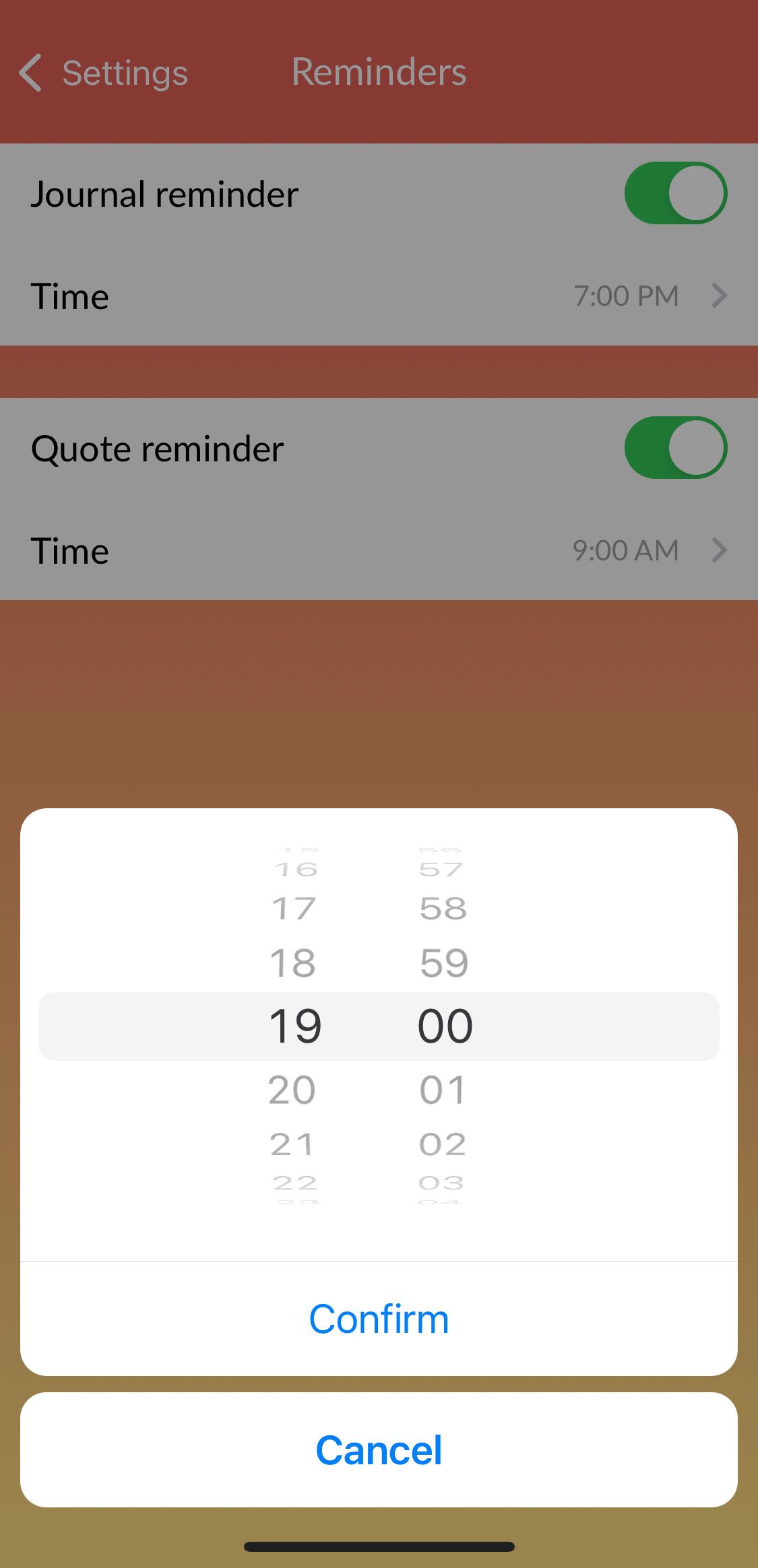Screenshot showing meditation scheduler from Headspace app