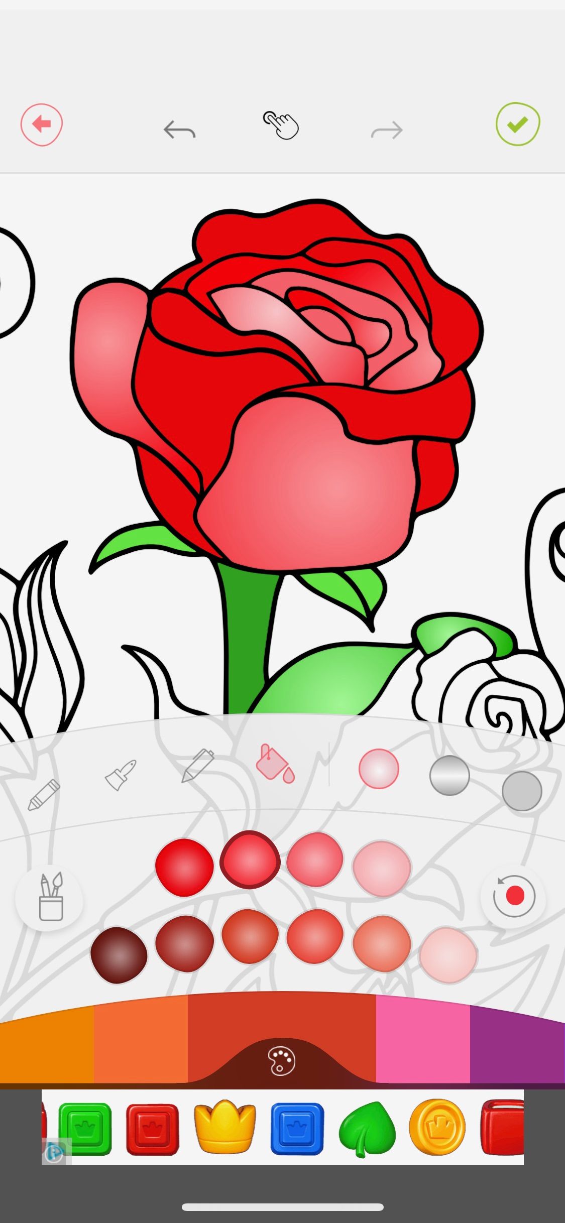 Screenshot showing sample colouring screen from Colorfy app