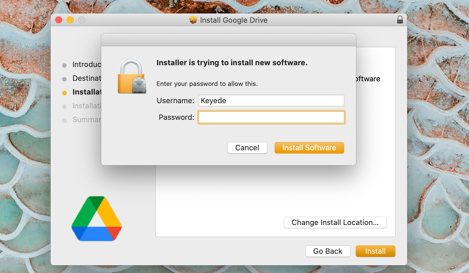 Mac installer requesting permission to install Drive for Desktop