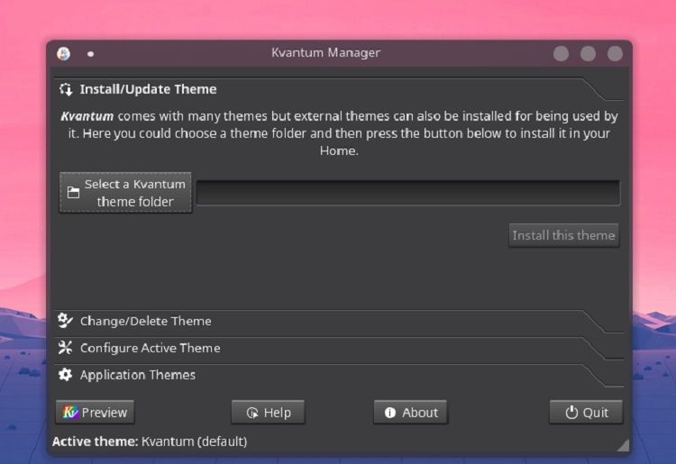 Kvantum Manager UI in XeroLinux