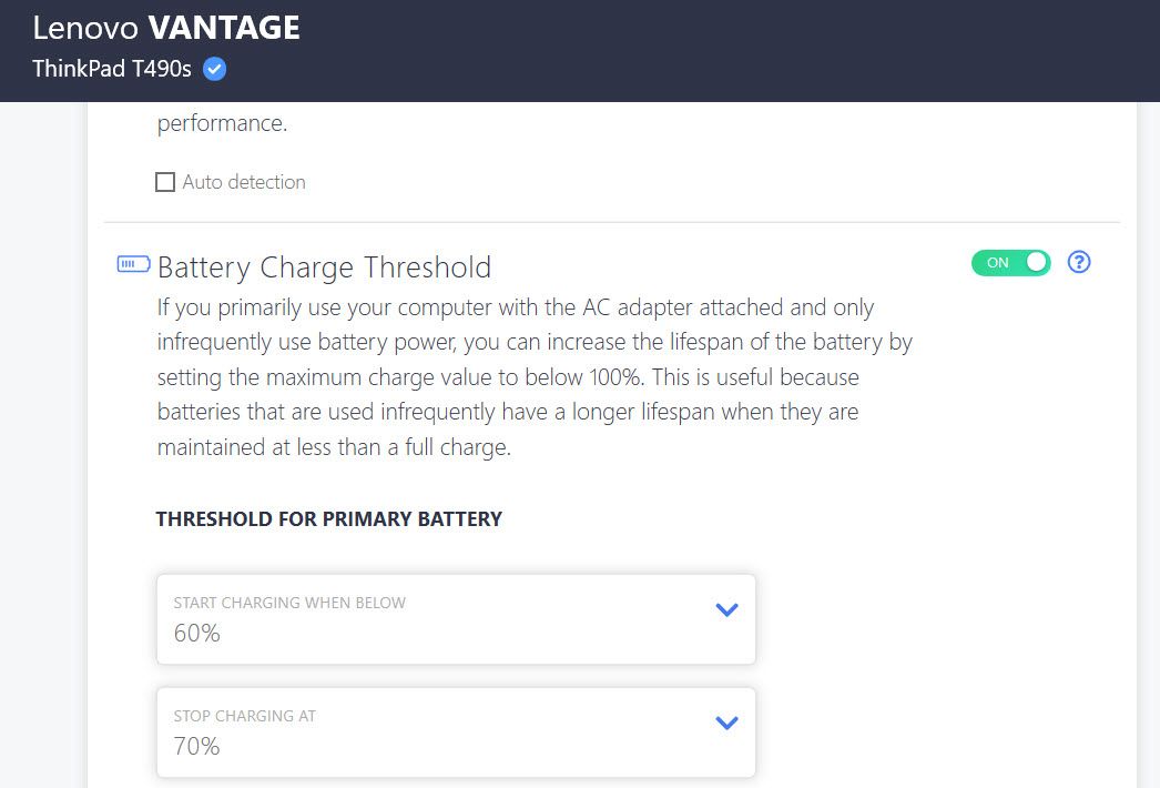 Lenovo Vantage Battery Threshold