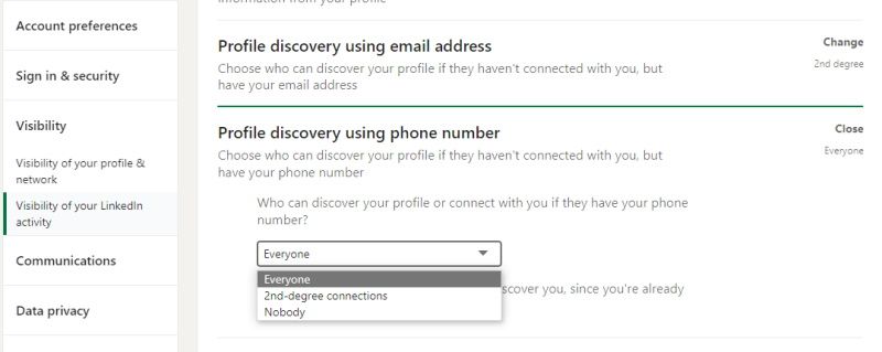 LinkedIn Profile discovery using phone number