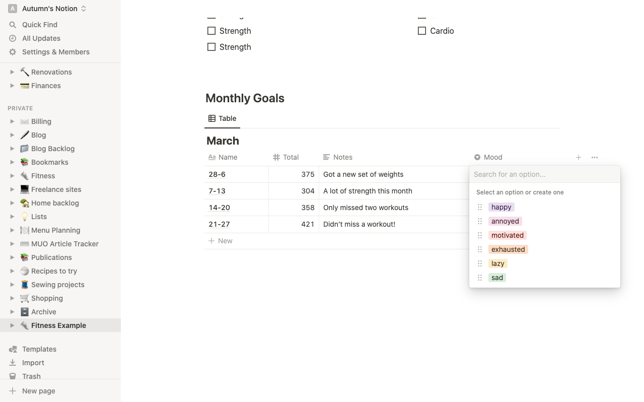 Screenshot of a select menu in project management software