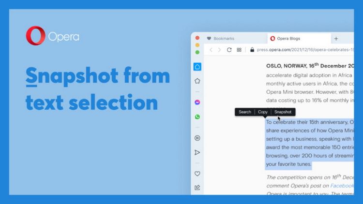 Snapshot from text selection in Opera 86
