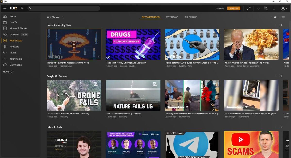 Plex Web Shows