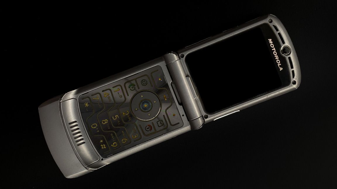 Motorola Razr Phone on black background