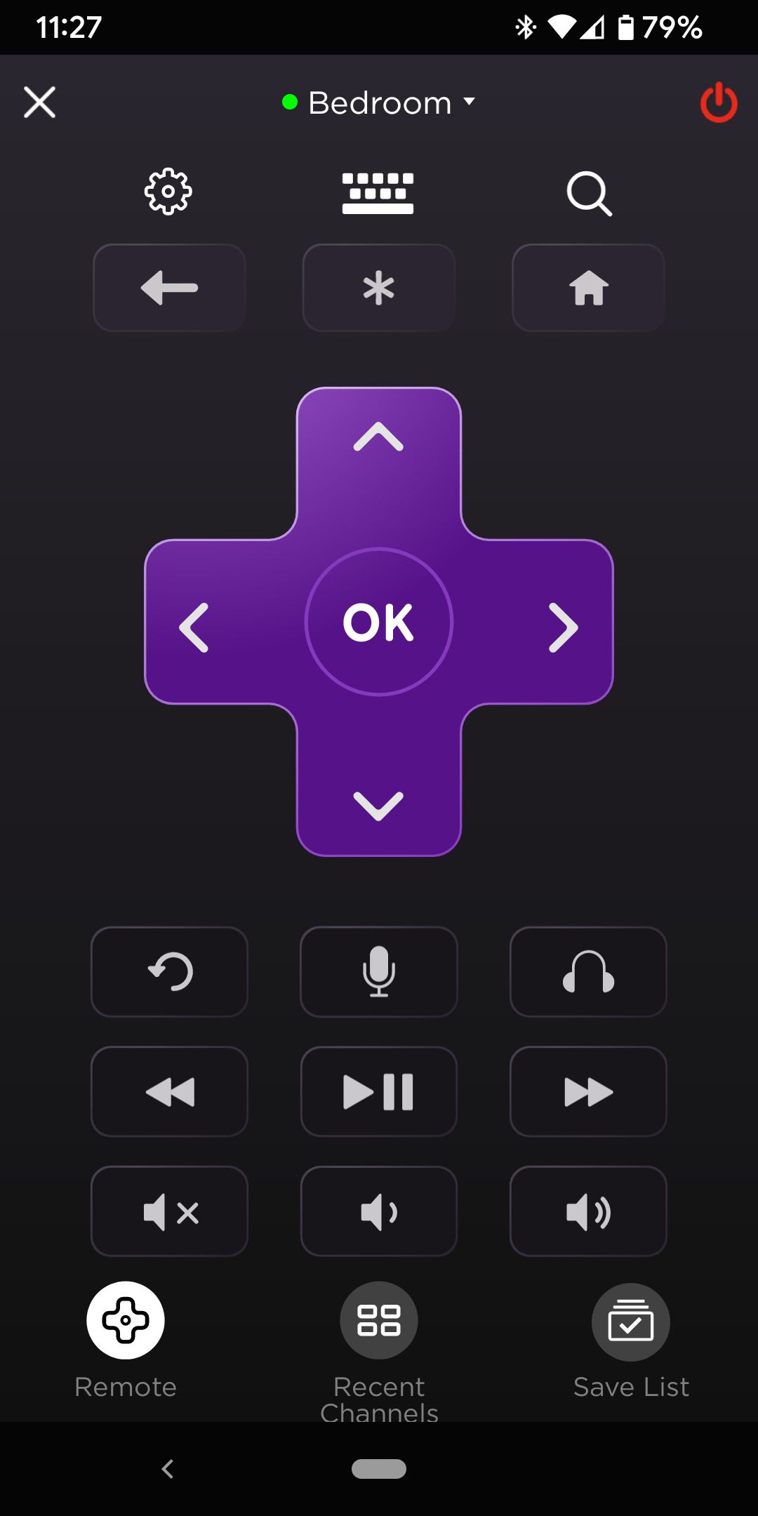 Roku app Remote screen