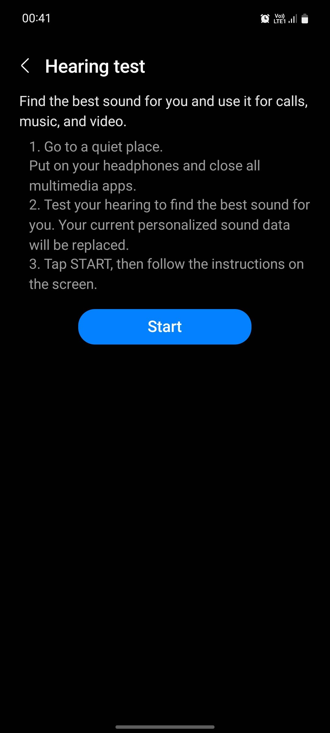 Samsung Adapt Sound Hearing test
